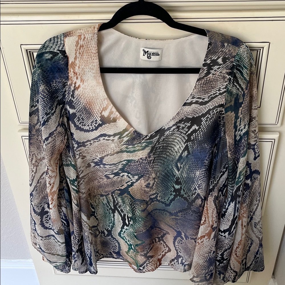 Mimi Chica V-Neck Snake Print Blouse